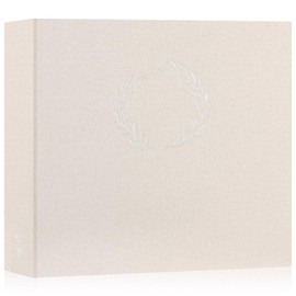 Lanpn Photo Album Scrapbook 12x12, Linen Cover Wreath Design Top Load 3 Ring Folder Binder Photobook Photo Book 12 x 12 inch with 30 Plastic Sleeves 60 Pages Beige