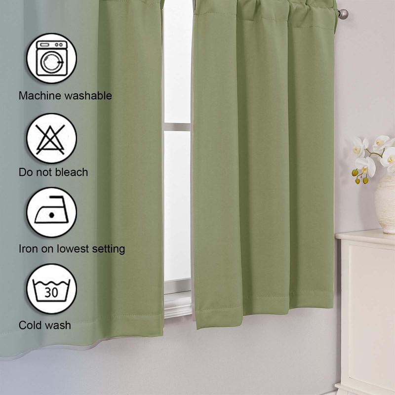 Chyhomenyc Sage Green Short Blackout Curtains 36 Inch Length, Small