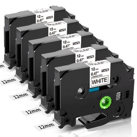 COLORWING Compatible Brother P-Touch Tape 12mm TZe-231 0.47’’ Laminated Tape for Brother PT-H110 GT-H105 PT-P300bt Label Maker, Black on White TZ Label Tape Cassette, 5-Pack