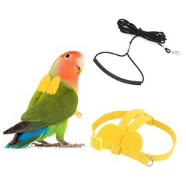 cobee Pet Harness and Lead Adjustable for Parrots Bird Training Rope Nylon Adjustable Bird Harness and Lead for Outdoor Use Suitable for Parrots (Yellow)