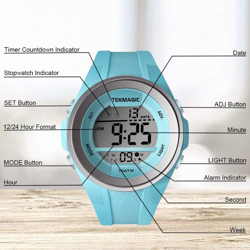 Boys Girls Sport Watch 10ATM Waterproof Swimming Watch Stopwatch Chronograph