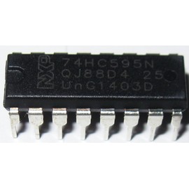 Major Brands 74HC595 ICS and Semiconductors, 8-Bit Shift Register with Output Latches and Eight 3-State Outputs, DIP 16, Cascadable (Pack of 10), Black