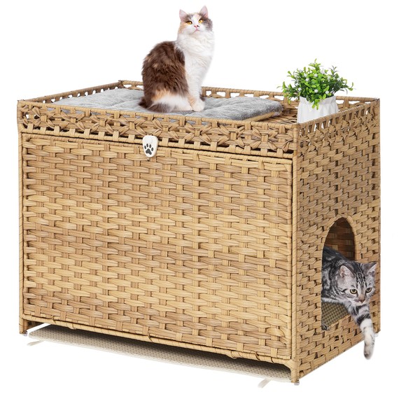 Cat Litter Box Enclosure with Soft Litter Mat; Hidden Cat