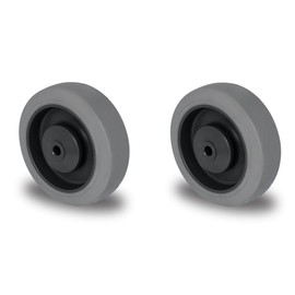 Rollwerk Set of 2 Installation Wheel 125 mm Rubber Grey Traceless Roller Bearing with Axle Accessories M10 Ball Bearing