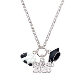 Delight Jewelry Resin White Lamb - Silvertone Class of 2026 Graduation Zoey Charm Necklace, 28"