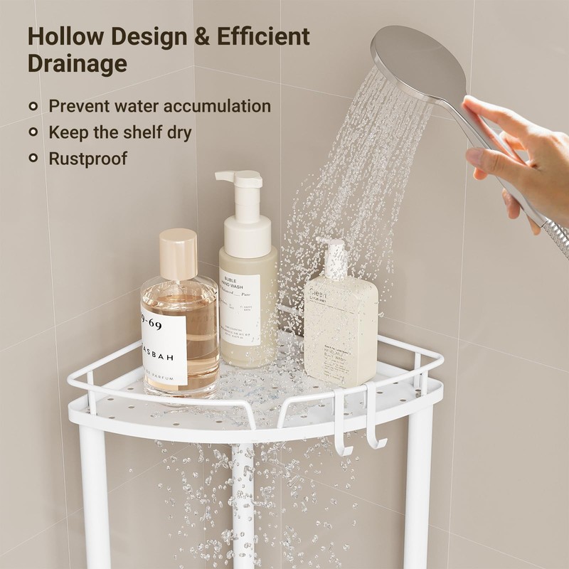 ELYKEN Corner Shower Caddy Standing, 3 Tier Rustproof Metal Shower
