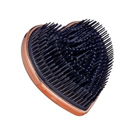 Red by Kiss Sweet Heart Hair Brush, Compact & Portable Travel Size Heart-Shaped Detangler, Two Tier Flexible Teeth Bristles Styler, Brush Cover Included (Chrome Rose Gold)