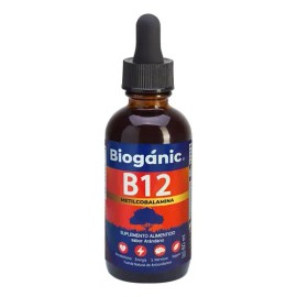 Bioganic Vitamina B12 Metilcobalamina Liquida Sublingual Rápida Absorción Vegano Azúcar Añadida Gluten Sabor Arándano Natural 1200 Porciones Envase