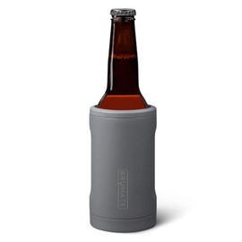 BrüMate Hopsulator Bott'l Insulated Bottle Cooler for Standard 12oz Glass Bottles | Glass Bottle Insulated Stainless Steel Drink Holder for Beer and Soda (Matte Gray)