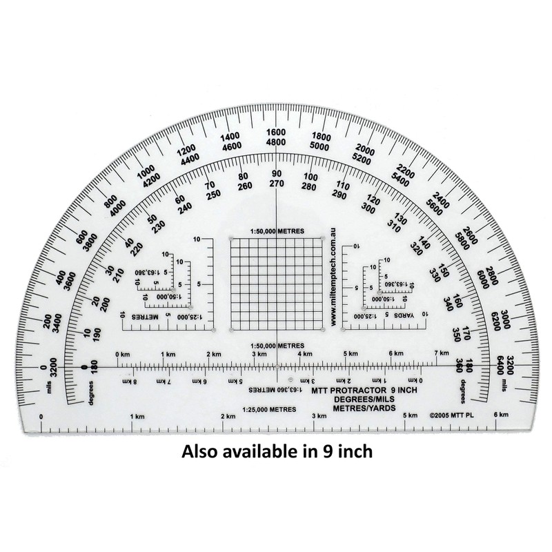 MTT PL RA 6IN Protractor with Degrees and mils, Graduated