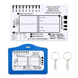 2PCS Transparent ECG 7-Step Ruler 8.6x5.4cm with Card Holders Apertures and Lobster Clasps Portable Assessment Tool for Students Paramedics and Medical Use