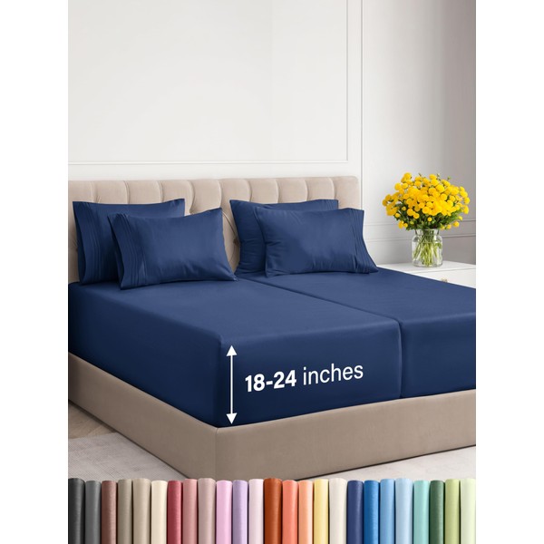 Extra Deep Split King Sheet Set - 7 Piece Breathable