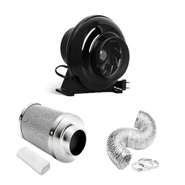 iPower 4 Inch 230 CFM Inline Fan Circulation Vent Blower, Air Carbon Filter 8 Feet Ducting, for Grow Tent Ventilation, Black