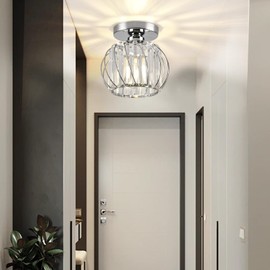 ZtuoYong Crystal Semi Flush Mount Ceiling Light, Silver Crystal Chandelier, 19cm x 17.5cm, Bedroom, Kitchen, Dining, Living Room