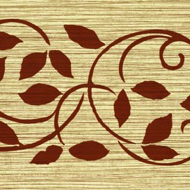 CONCORD WALLCOVERINGS ™ Wallpaper Border Abstract Pattern Leaves Vine for Bedroom Living Room Bathroom Powder Room, Beige Burgundy, 15 ft by 7 in SS75497