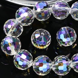 Dowarm 150PCS 6MM Round Crystal Glass Beads for Jewelry Making, Crystal Paradise Faceted Crystal Beads for Crafts Bracelet Wind Chimes Suncatcher, 5003 Crystal Rondelle Spacer Beads, Loose Gemstones