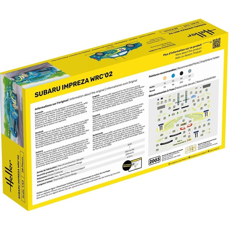 PLATZ HE80199 1/43 Subaru Impreza WRC 2002 Plastic Model