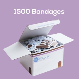 Tru-Colour Skin Tone Shade Fabric Bandages – Flexible, Waterproof, PFAS-Free Adhesive Strips Help Protect Cuts, Scrapes, Scratches – Dark Brown, 1 in x 3 in, 1500 Count, 1 Pack