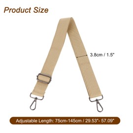 sourcing map Wide Shoulder Strap, 3.8cm Adjustable Purse Strap Replacement Crossbody Strap for Shoulder Bag Handbag, Khaki, Black Pull Core Buckle