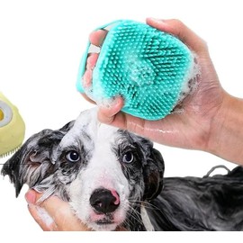 2-in-1 Pet Bath Brush with Soap DispensernSoft Silicone Dog & Cat Grooming Brush for Bathing, Deep Cleaning, and Massaging – Leakproof, Easy-Fill Shampoo Scrubber for All Hair Types (Teal)