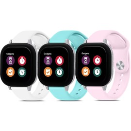 Meliya 3 Pack Bands for Gizmo Watch Bands Replacement for Kids, 20mm Soft Sport Silicone Gizmo Watch Band Replacement JrTrack Watch Bands for Boys and Girls (White+Sky+Pink)