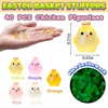 EVDERS 40Pcs Mini Resin Chicken Figurines, Luminous Little Chick Animals