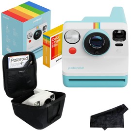 Certified Brands Polaroid Now 3rd Generation i-Type Instant Film Camera with 16 Color Film Photos, Arctic Blue | with Signature Series Case Bundle