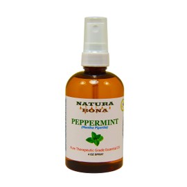 Natura Bona Peppermint Essential Oil Spray - 100% Pure All Natural Therapeutic Grade for Multiple Home and Aromatherapy Uses. (4oz PET Bottle)