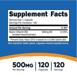 Nutricost Nutricost Niacin (Flush-Free) Inositol Hexanicotinate 500mg, 120 Capsules, Vitamin B3