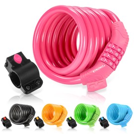 ETRONIC M6 Self Coiling Resettable Combination Bike Cable Lock, 6-Feet X 3/8-Inch, Pink