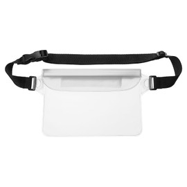 HARFINGTON Waterproof Pouch Waterproof Fanny Pack Floating Waterproof Bag with Adjustable Waist Strap for Travel Beach Swimming Kayaking Boating Pool Accessories, Clear White