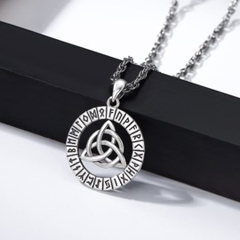 Viking Necklace Men's 925 Sterling Silver Thor's Hammer / Tree of Life / Compass / Odin / Wolf / Celtic Knot Pendant Necklace Amulet Nordic Mythology Viking Jewellery for Men Women, Sterling Silver,