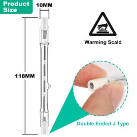 Jaenmsa R7S Halogen Rod 118 mm, Halogen Bulb R7s 118 mm, Pack of 6 Uplighter Bulbs 150 W 230 V 2700 K Warm White, Construction Spotlight Bulb Dimmable for Landscape Lighting Living Room Lights