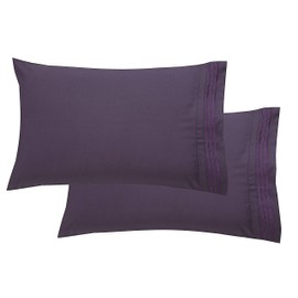 Elegant Comfort Luxury Ultra-Soft 2-Piece Pillowcase Set - 1500 Premium Hotel Quality Microfiber Double Brushed - Wrinkle Resistant, Standard/Queen, Purple