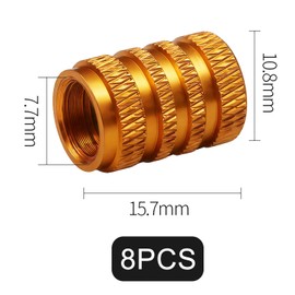 8 Pcs Tyre Valve Caps, Stem Dust Caps,Car Tire Valve Stem Caps,Universal Aluminum Tire Valve Cap Valve Covers Replacement for Cars,Bike, Motorcycles, Gold