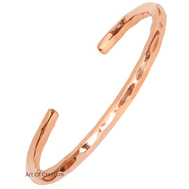 Art Of Creation Pure Copper Bracelet for Men and Women Handmade Cuff Hammered Solid Bangle Adjustable Kada Unisex Wrist Band