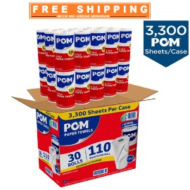 POM Individually Wrapped 2-Ply Paper Towels (110 sheets/roll, 30 rolls)