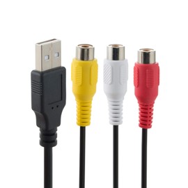 USB to RCA Cable 5FT, USB 2.0 A Female to 3 RCA Female Cord AV Composite Cable for DVDs, Digital Cameras, Camcorder Connecting to TV/PC/Computer (Required Devices Have Signal Conversion Function)