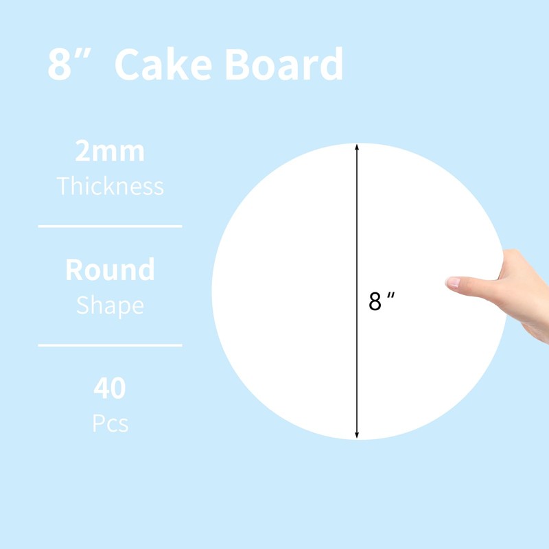 JCD Cake Boards 40 PCS, Cake Boards 8 Inch Round,