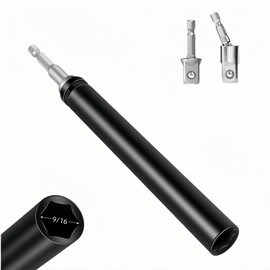 9/16"(14mm) Power Nut Driver Nut Runner Hollow Socket,with1/4" Hex Shank Fit Long Bolts and Ductwork Power Nut Driver for Overhead Fastening Applications Operations