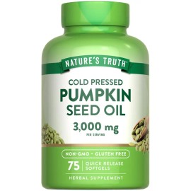 Nature’s Truth Pumpkin Seed Oil 3000mg – 75 Softgels for Prostate & Urinary Health Support, Non-GMO & Gluten Free Supplement
