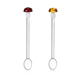 Ichendorf Milano Mushroom Spoon Amber and Red | Alice Collection | H 15 cm | Borosilicate Glass | Handmade