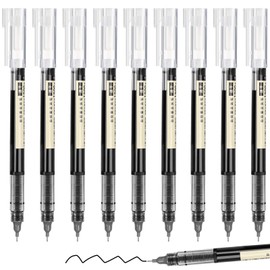 STAPENS Rolling Ball Pens, Fine Point 0.5 mm Rollerball Pens with Quick-drying Ink, 10 Pack Retro Pens (Black)