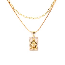 Fukugems 14K Gold Plated Cubic Zirconia Necklace Dainty Brass Chain Necklace for Women Gold Choker Necklace for Girls, Gold, Cubic Zirconia