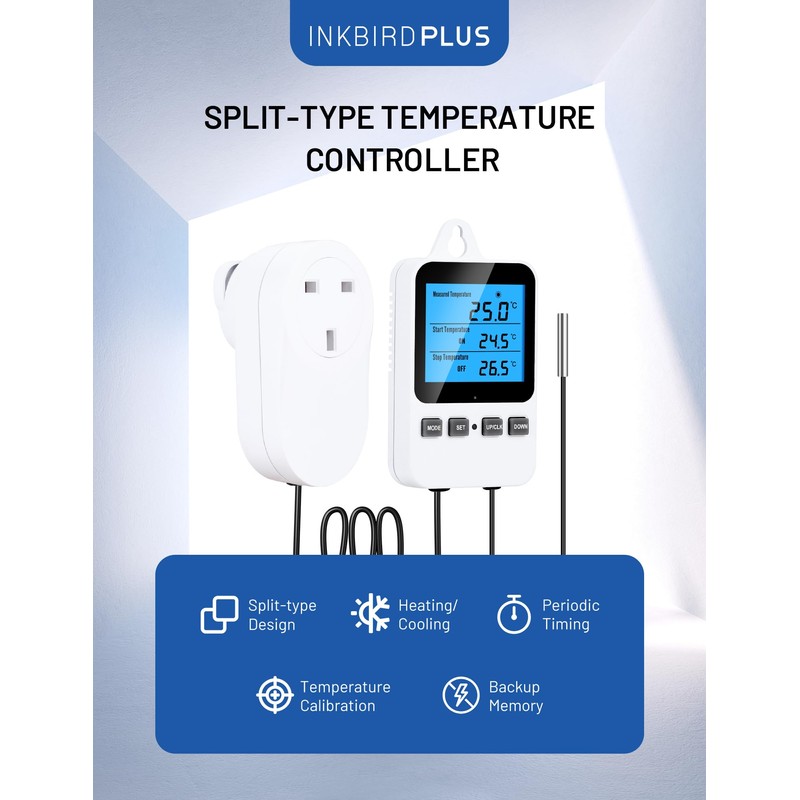 INKBIRDPLUS Thermostat Plug Socket, Temperature Controller Outlet for Heater with