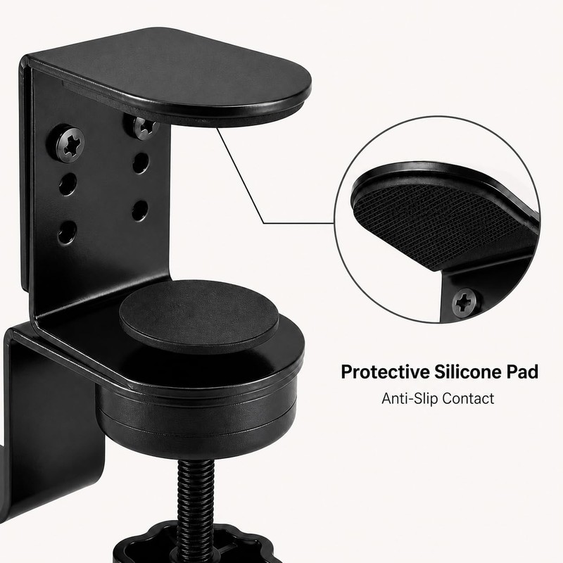 Clamp-On Desk Hook, 360° Rotating Purse and Backpack Hanger