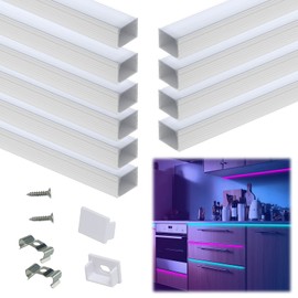 Muzata 10Pack 3.3FT Plus-Size Silver LED Strip Channel Milky Diffuser U103