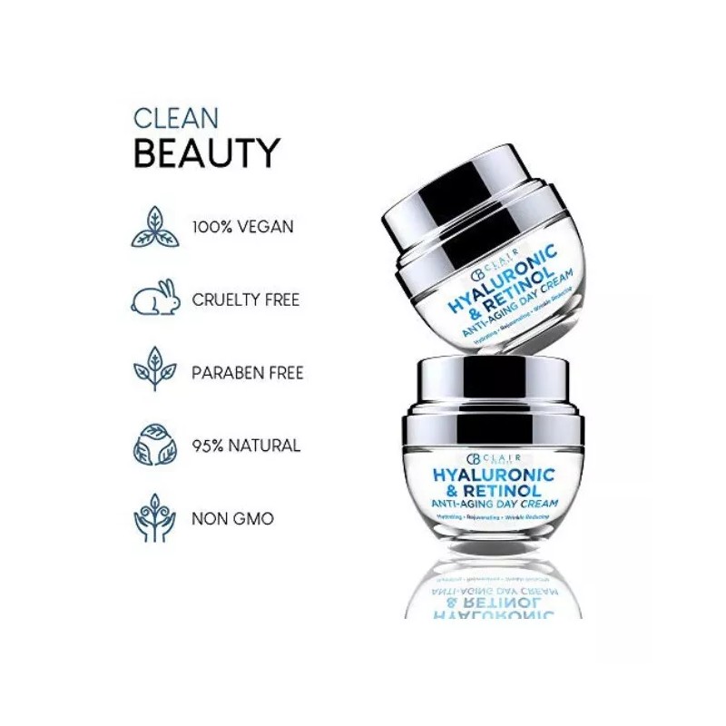 Retinol Clair Beauty Hyaluronic & Retinol Anti-aging Day Cream Evens
