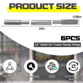 Zonon 6 Pack Weld On Trailer Ramp Hinges 10 Inch Steel Heavy Duty Trailer Gate Hinges Greasable for Ramp Swing Door Utility Gate Barrel Dump, 500 lbs Capacity, 3/4 Detachable Pin, Zinc Plated