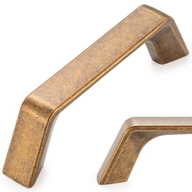 KOOFIZO 10 Pack 3 Inch Antique Brass Cabinet Pulls Vintage Brass Cabinet Handles Brass Hardware for Kitchen Cabinets Drawers P21 Bedroom Dresser Bathroom Vanity Cupboard